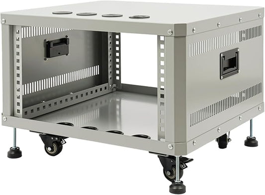 6U Stereo & Studio Rack with Wheels, Open Frame Audio Rack Cabinet, Rolling by Pinelicorn