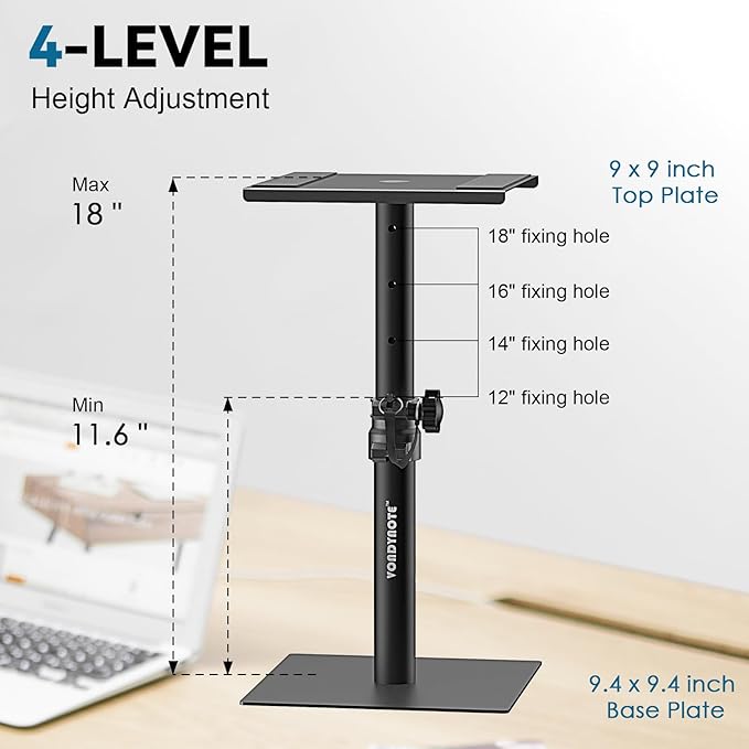 Set of 2 Desktop Studio Monitor Speaker Stands Bookshelf Speaker Stands - Image 4