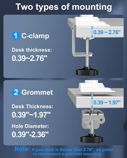 Single Monitor Mount Holds Max 22lbs, 13-32 inch Monitor Desk Mount, Height - Image 8