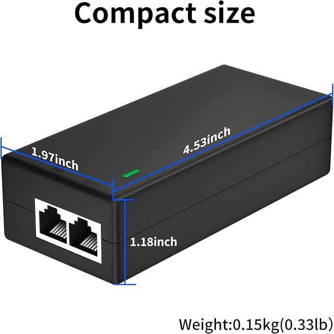 2.5Gb PoE+ Injector Adapter 30W 48~55V, IEEE 802.3at/af Compliant, Converts - Image 7