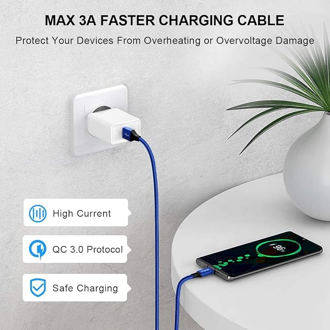 Long USB C Cable, etguuds Fast Charging USB A to Type C Charger Cable Braided - Image 3