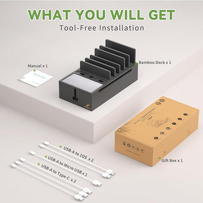 Pezin & Hulin Natural Bamboo Cable Management Box, Wire Organizers - Image 2