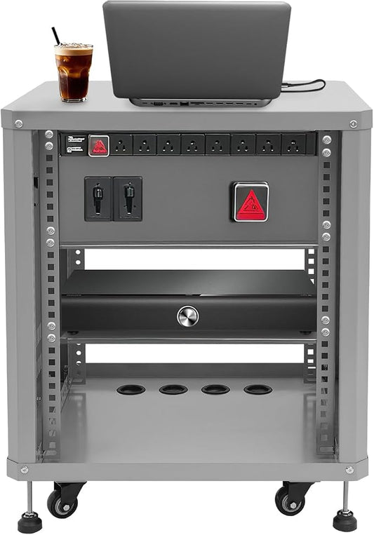 12U Home Audio & Video Stage Stereo Equipment Storage Cabinet Stand On Wheels by EcoTypee