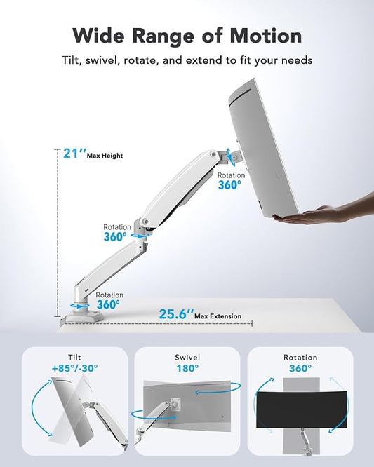 HUANUO Single Monitor Arm for 40 inch Screens, Ultrawide Computer Monitor Mount - Image 2