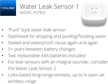 YoLink Water Leak Starter Kit: Hub + 6 Leak Sensor 1, LoRa Long-Range, - Image 2