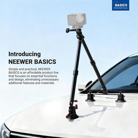 NEEWER Triple Suction Cup Car Mount Kit, Two 24" Aluminum Alloy Extension Poles - Image 2