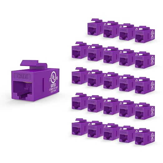 VCE UL-Listed CAT6 Keystone Coupler 25-Pack, Ethernet Coupler Female to Female by VCE