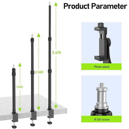 2 Pack Desk Mount with 1/4" & 3/8" Screws, Ball Head, 17-41" Adjustable - Image 2