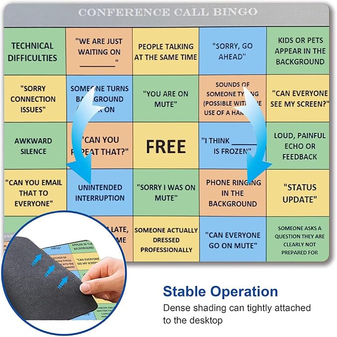 Conference Call Bingo Mouse Pad, Personalized Mouse Mat Waterproof Non-Slip - Image 3