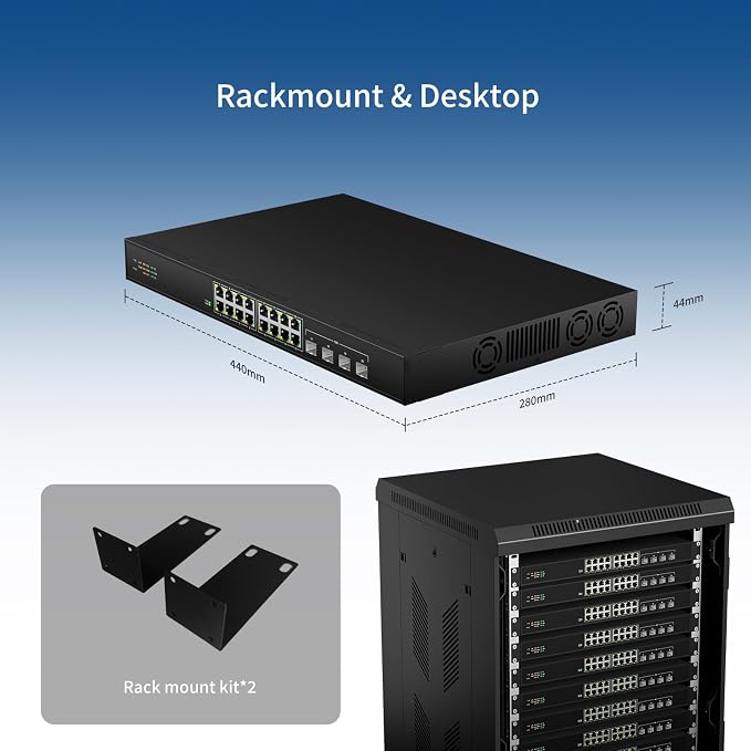 16 Port 2.5G Network Ethernet Switch, 16 x 2.5Gb RJ45 Ports, 4 x 10G SFP Slots - Image 5
