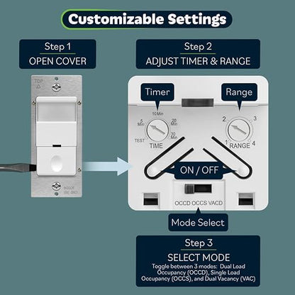 TOPGREENER Dual Load Motion Sensor Switch, PIR Sensor Light and Fan Switch - Image 3