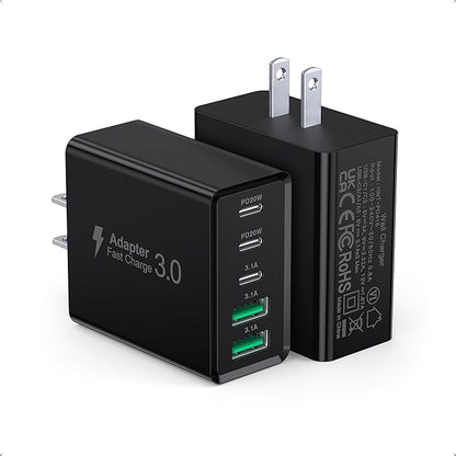USB C Wall Charger, 50W Type C Charger Block 5-Port Fast Charging Blocks by Qwinjwin