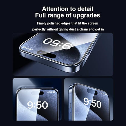 OneFish Screen Protector for Iphone 15 Pro, HD Clarity Tempered Glass Film 9H+ - Image 6