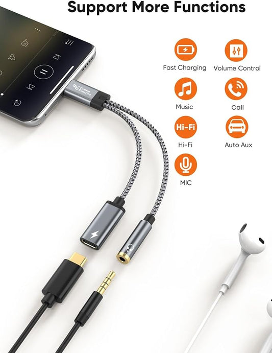 CableCreation USB C to 3.5mm Headphone and Charger Adapter - Image 2