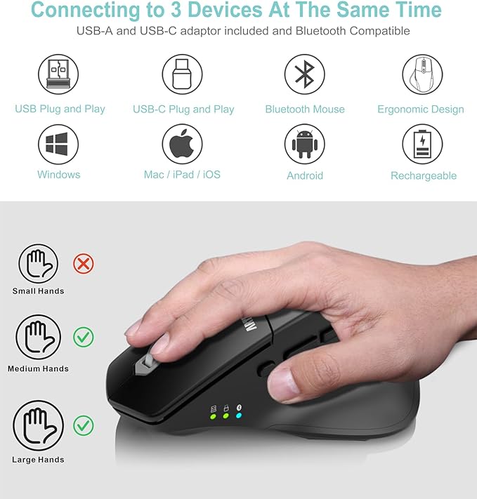 Arteck Multi-Device Wireless Bluetooth Mouse - Image 2