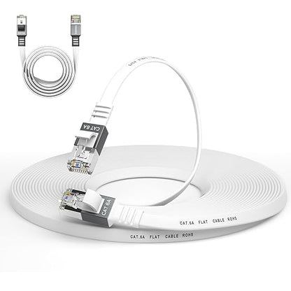 Cat 6a Ethernet Cable 25 Ft, Durable Flat Internet Network LAN Cable by Smolink