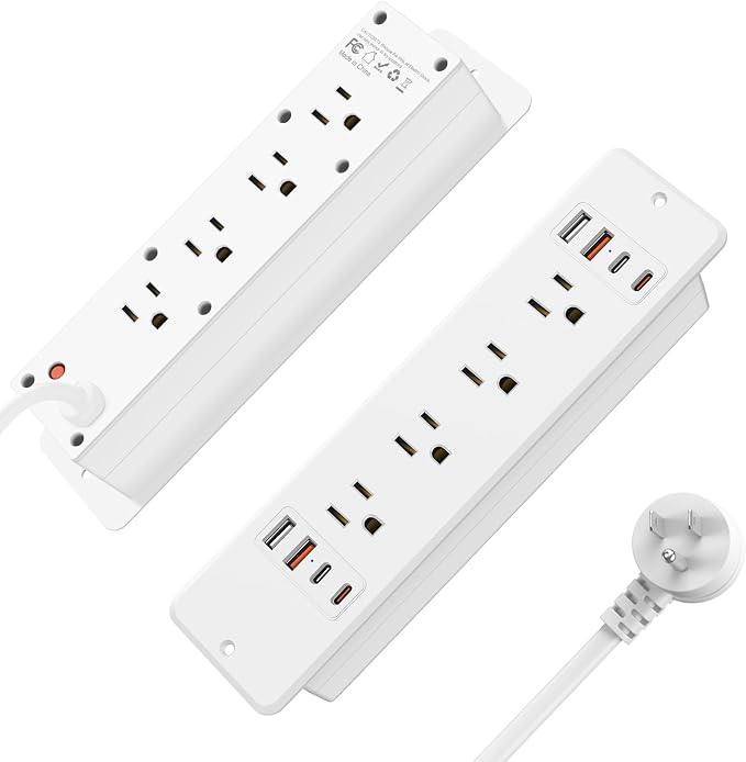 HHSOET 16 in 1 Recessed Power Strip Flat Plug, 30W Fast Charging Furniture by HHSOET