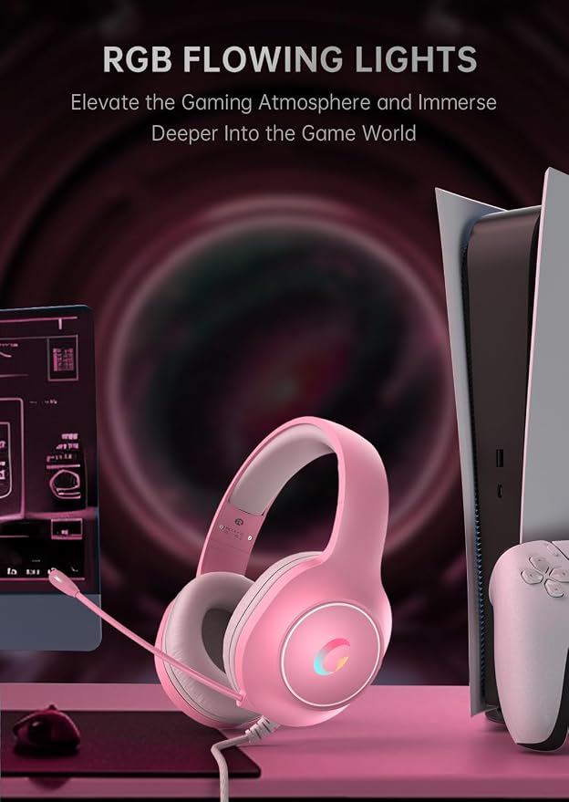 CM7002 Gaming Headset for PS5, Xbox Series, Surround Sound RGB Gaming Headphones - Image 3