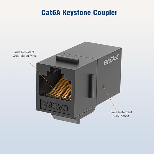 FGB 10 Gbps CAT6A RJ45 Keystone Coupler 25-Pack, CAT6A Keystone Jack, Ethernet - Image 6
