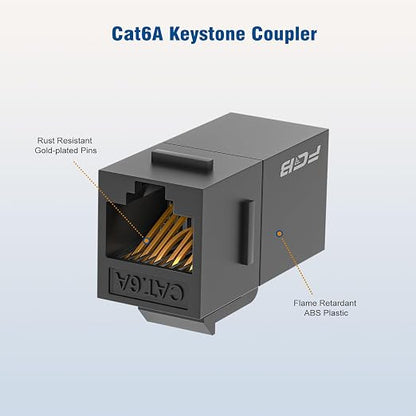 FGB 10 Gbps CAT6A RJ45 Keystone Coupler 25-Pack, CAT6A Keystone Jack, Ethernet - Image 6