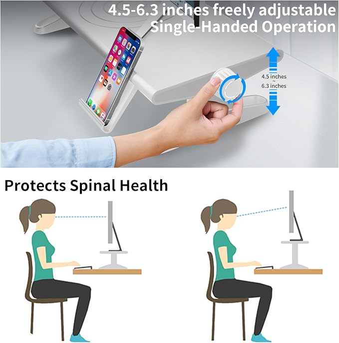 Computer Monitor Stand Riser for Desk, 4.5-6.3 Inches Freely Height Adjustable - Image 2