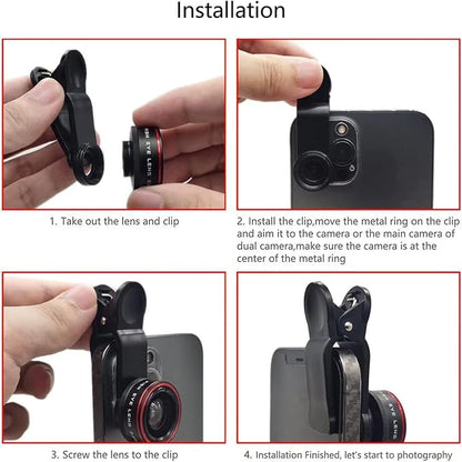 Phone Camera Lens, Clip on Cell HD Phone Fisheye Lens kit, 235° Fisheye Lens - Image 5