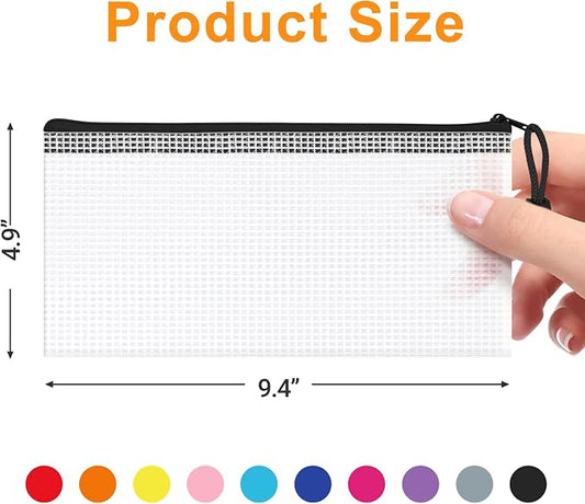 20Pack Mesh Zipper Pouch Bags, Waterproof 9.5x4.5 Inch Pencil Pouches Bulk - Image 2