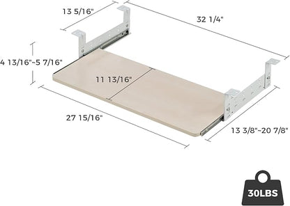 EUREKA ERGONOMIC Adjustable Keyboard Tray Under Desk, 28x11 Inch Large Slide - Image 3
