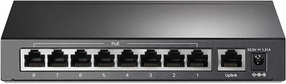 TP-Link 9 Fast Ethernet 10/100Mbps PoE Switch 8 PoE+ Ports @65W Sturdy Metal by TP-Link