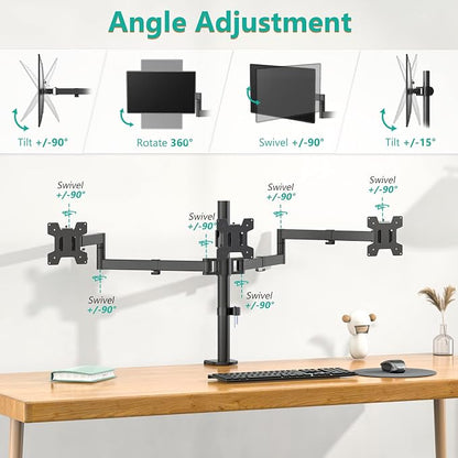 WALI Triple Monitor Mount, 3 Monitor Desk Mount - Image 4