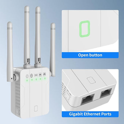WiFi Extender 1300Mbps, Dual Band 2.4GHz 5GHz Signal Booster, Low Latency - Image 3