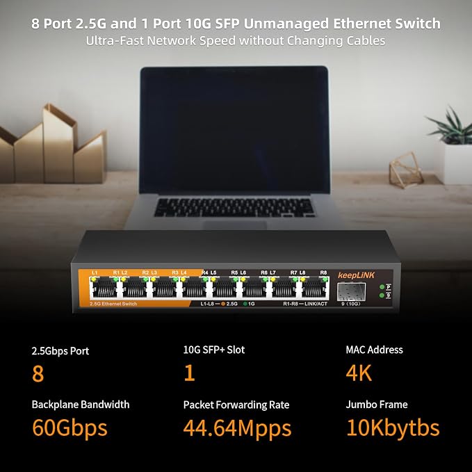 8 Port 2.5G Switch Unmanaged, Ethernet Switch - Image 3