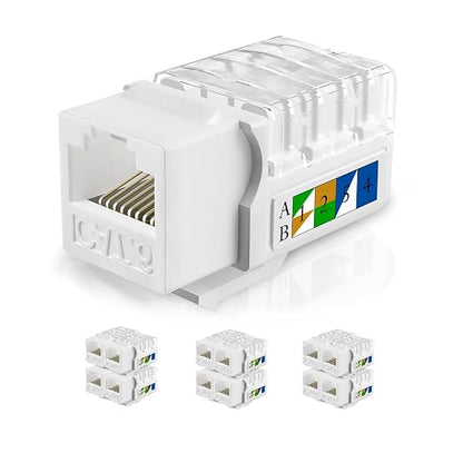 Cat6 Keystone Jacks 12-Pack, RJ45 Keystone Jack 90 Degree Punch Down, Ethernet by Awishwell