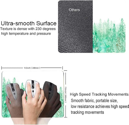 Green Forest Mouse Pad, Watercolor Trees Mouse Pad, Gaming Mouse Mat Square - Image 3