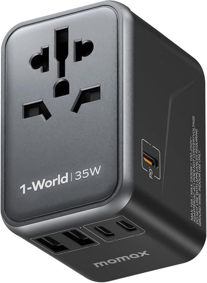 MOMAX Universal Travel Adapter, PD 35W Fast International Power Adapter by MOMAX
