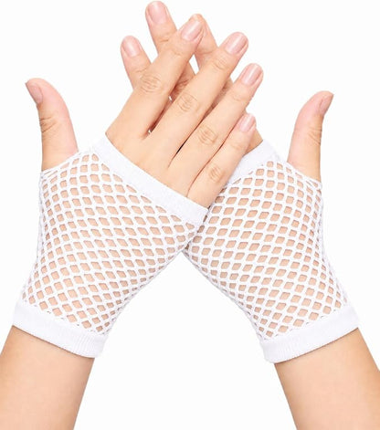 Seeksmile Women's Girls 80's Theme Party Emo Fingerless Arm Fishnet Gloves by Seeksmile