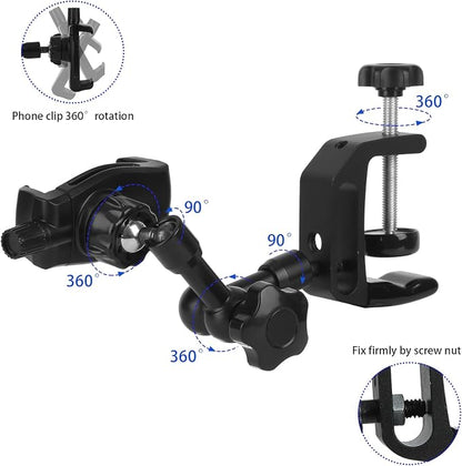 iPhone Mount for Desk/Table/Rod/Kitchen Cabinet, 360°Adjustable Aluminum Alloy - Image 2