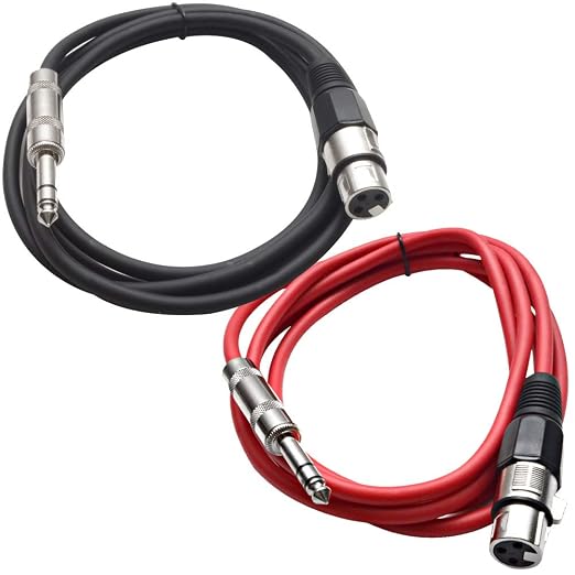 Seismic Audio - SATRXL-F6-2 Pack of 6 Foot 1/4 Inch TRS to XLR Female Patch by SeismicAudio