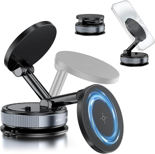 Magnetic Phone Holder for Car, Suction Cup Phone Mount, Foldable Vacuum by Crazytreesmartliving