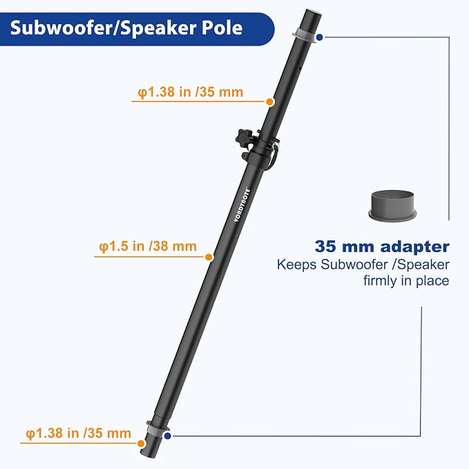 Set of 2 Speaker Poles for Subwoofer Extended Speaker Pole Only Fits Subwoofers - Image 2