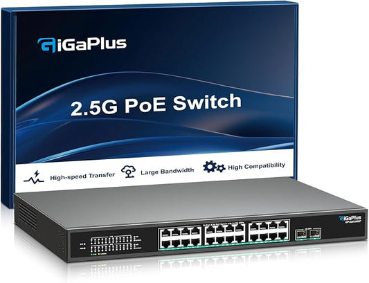 26 Port 2.5Gb Unmanaged PoE Switch by GiGaPlus