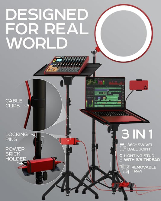 Projector Tripod Stand, Height Adjustable 27" to 62" & Floor Projector Stand - Image 2