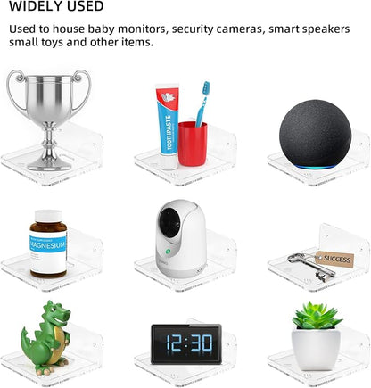 Wall Mount Floating Shelves for 2 Pcs Camera Mini Speaker Shelf Baby Monitor - Image 7