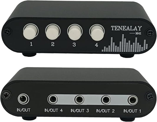 4 in 1 Out / 1 in 4 Out AUX 3.5mm Stereo Audio Input Signal Source Switcher by TENEALAY
