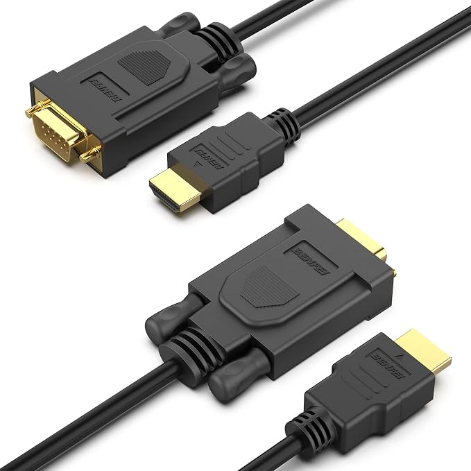 BENFEI 2 Pack HDMI to VGA 6 Feet Cable, Uni-Directional HDMI to VGA Cable by BENFEI