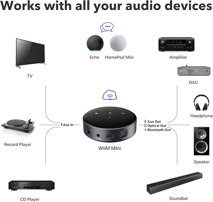 WiiM Mini AirPlay 2 Wireless Audio Streamer, Preamplifier, Works - Image 3
