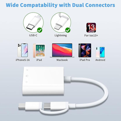 SD Card Reader for iPhone iPad Mac, Lightning & USB-C Dual Interface Memory - Image 2
