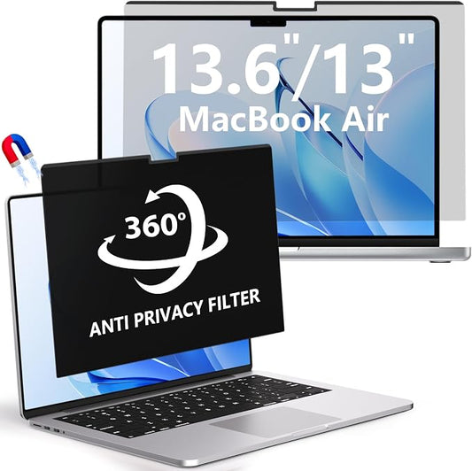 360° Magnetic Privacy Screen for MacBook Air 13.6 Inch, Removable Screen by LUSADESIGN