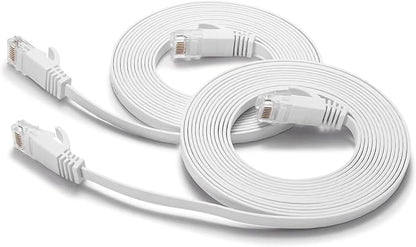 BUSOHE Cat6 Ethernet Cable 6FT 2Pack White, Cat-6 Flat RJ45 Computer Internet by BUSOHE