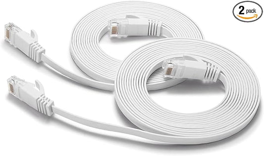 BUSOHE Cat6 Ethernet Cable 10FT 2Pack White, Cat-6 Flat RJ45 Computer Internet by BUSOHE